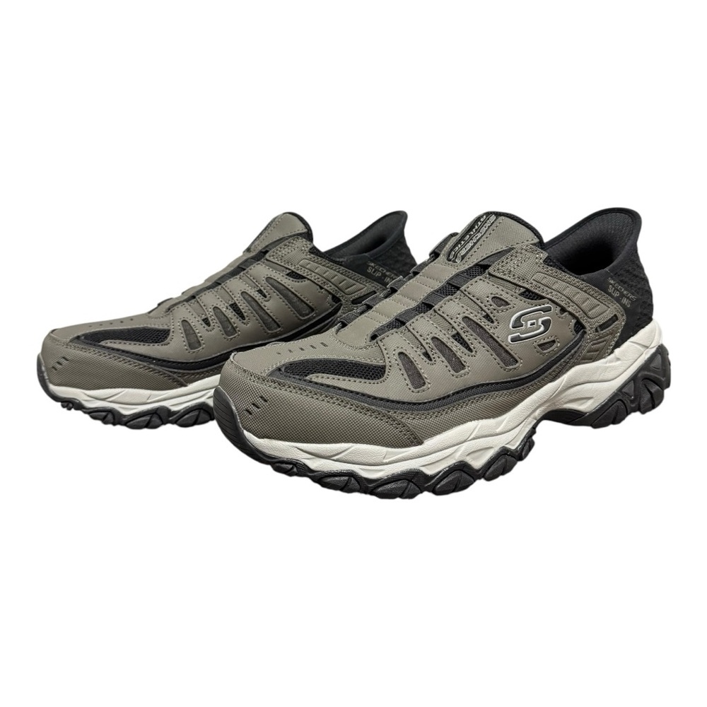 New Men’s Skechers Slip-ins After Burn M Fit Ridgeburn Brown Tennis Shoe SZ 9.5